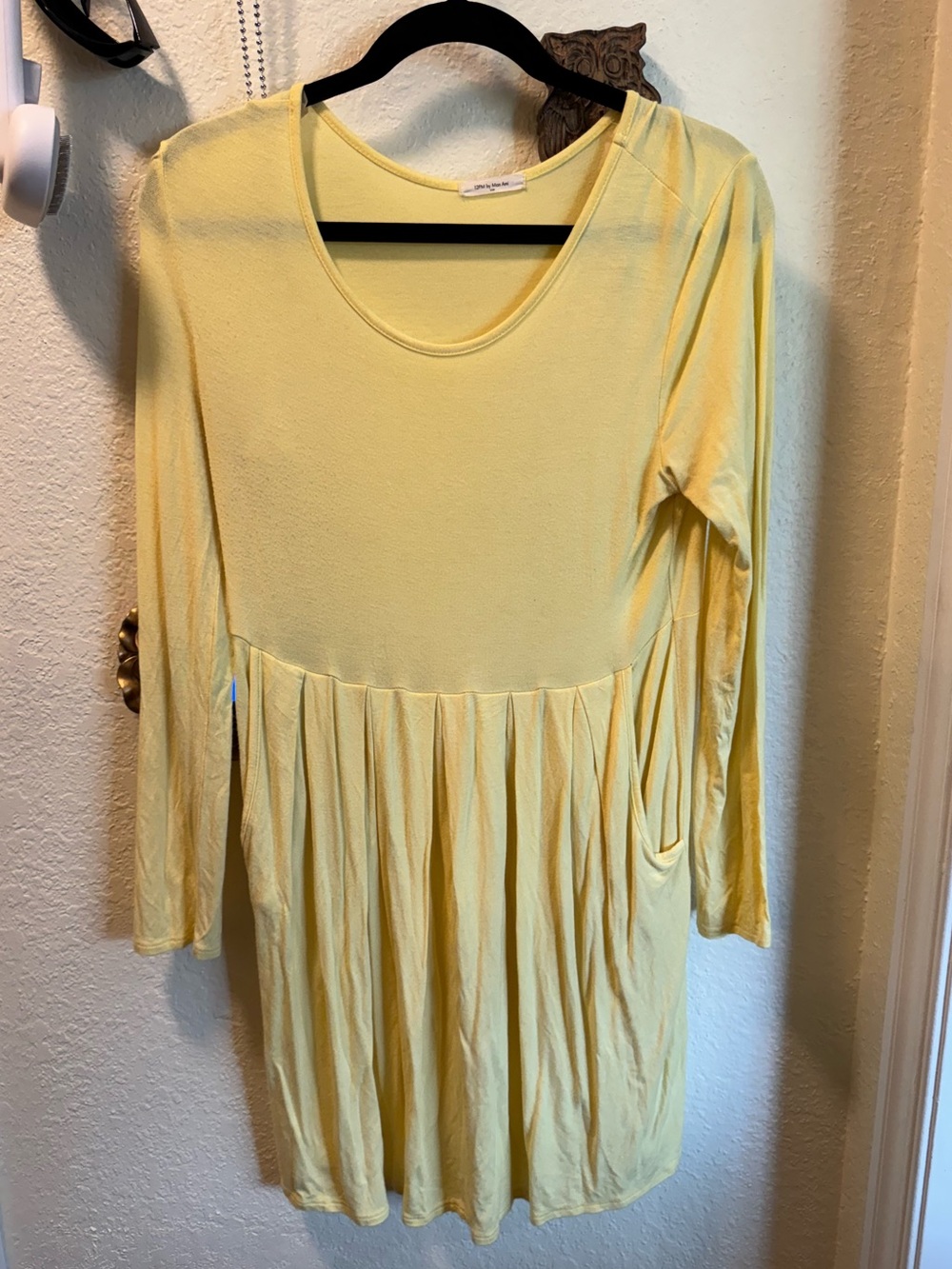 12PM by Mon Ami Pale Yellow Scoop Neck Knit Top